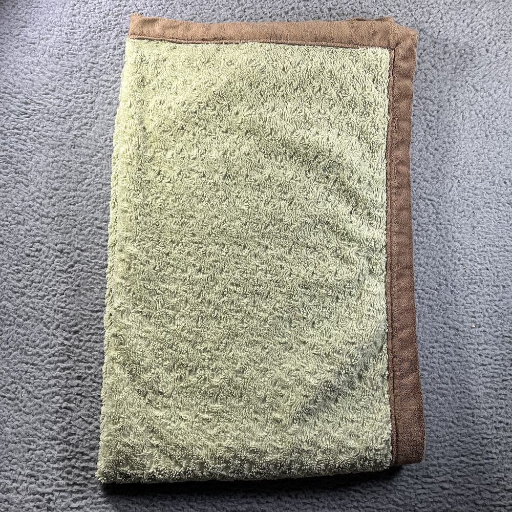 Saranoni Luxury Plush Baby Toddler Blanket Green Brown Initial A Embroidered
